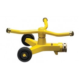  3-Arm Whirling Impulse Sprinkler with Heavy-Duty Metal Wheeled Base, Yellow